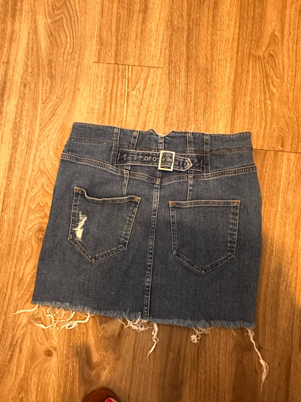 Free People Dark Blue Distressed Denim Shorts - Picture 2 of 3